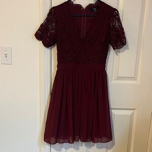 Lulus. XS. Skater Wine/ Burgundy Lace Dress